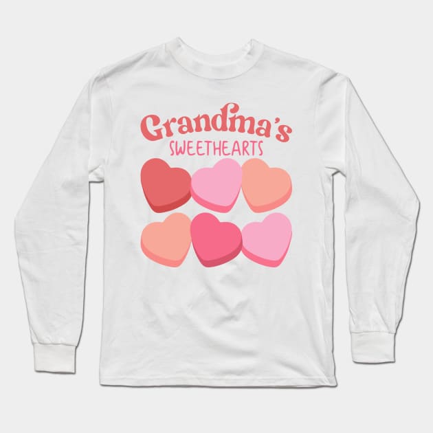 Grandmas Sweethearts Valentines Day Long Sleeve T-Shirt by Hobbybox